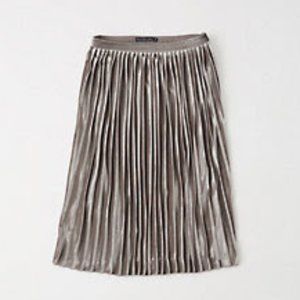 Pleated Velvet Midi Skirt